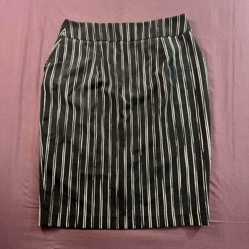 Vintage Black Pinstripe Pencil Skirt